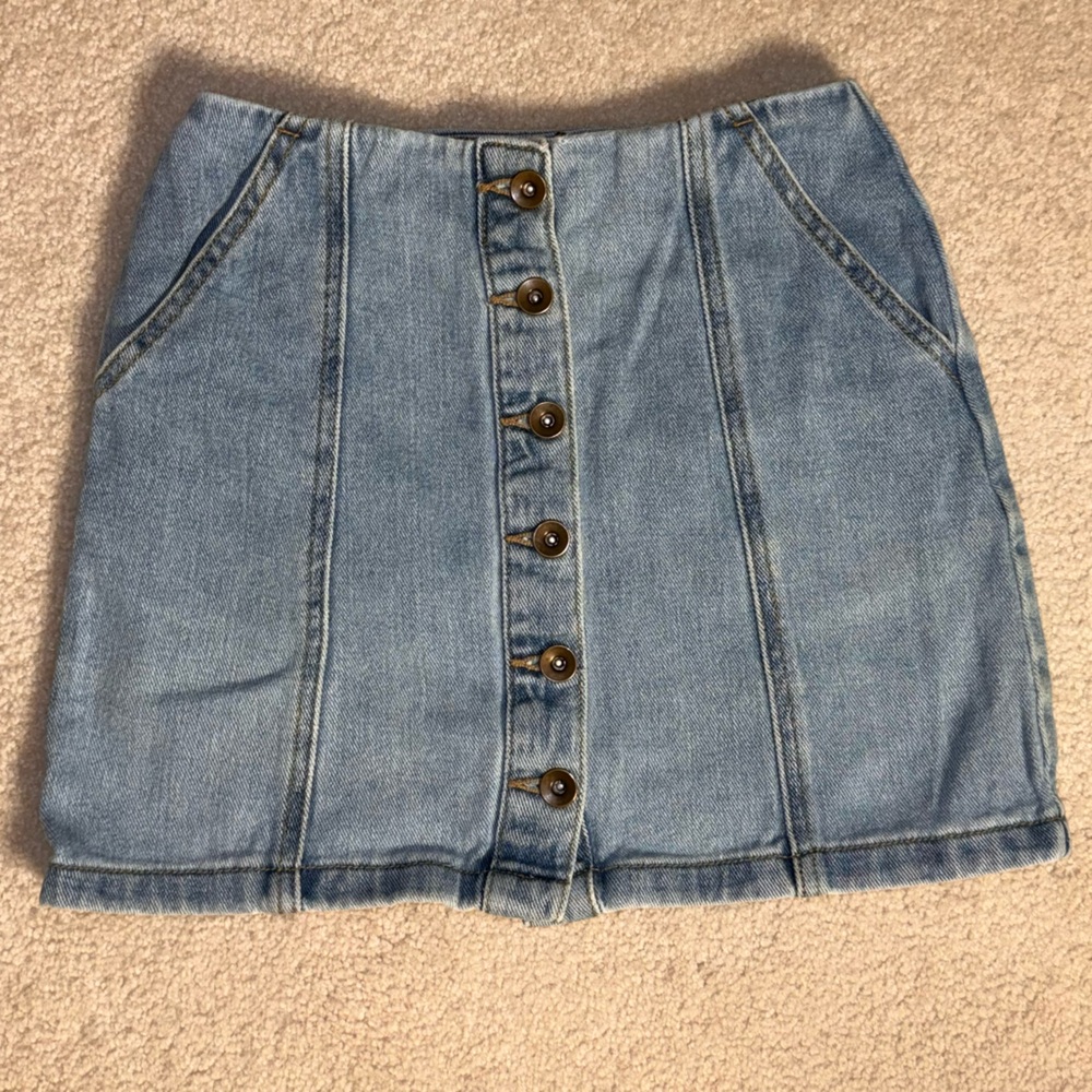 Denim Button-Up Mini Skirt